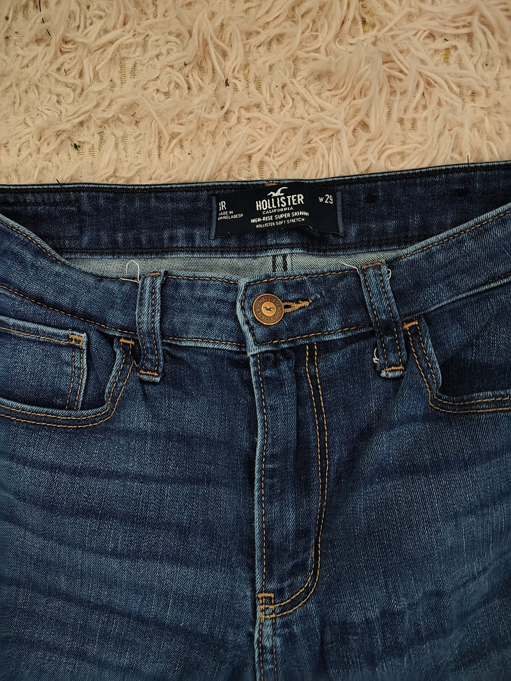 Hollister Women's Dark Blue Stretch Denim Jeans - Blue Size 29R